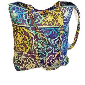 Vera Bradley Katalina Blue Green Flower Tote Bag used 12x14x4 used